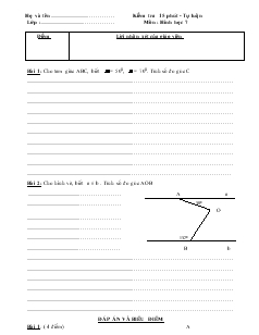Kiểm tra 15 phút - Tự luận Môn: Hình học 7