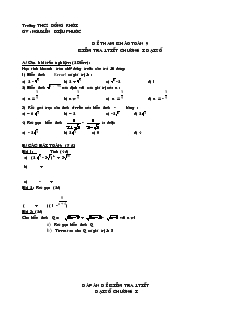 Kiểm tra Chương I Đại số Lớp 9 Trường THCS Đồng Khởi