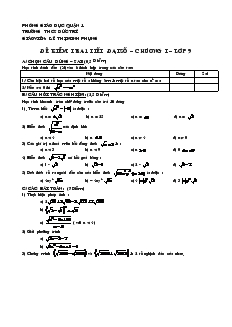 Kiểm tra Chương I Đại số Lớp 9 Trường THCS Đức Trí