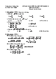 Kiểm tra Chương I Đại số Lớp 9 Trường THCS Khuỳnh Khương Ninh