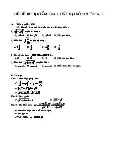 Kiểm tra Chương I Đại số Lớp 9 Trường THCS Minh Đức