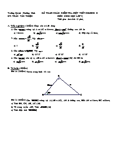 Kiểm tra Chương I Hình học Lớp 9 Trường THCS Khuỳnh Khương Ninh