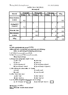 Kiểm tra chương I môn Toán 8 - Trường THCS Thường Phước 1