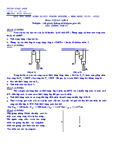 Kỳ thi học sinh giỏi toàn huyện - Năm học 2001 -2002 môn : Vật lý - lớp 8 thời gian : 120 phút