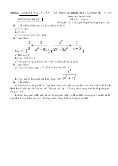 Kỳ thi kiểm định chất lượng mũi nhọn năm học 2009 - 2010 môn thi: Toán 8
