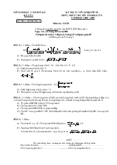Kỳ thi tuyển sinh lớp 10 Hà Tây Năm học 2008 - 2009 môn thi : Toán