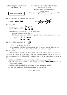 Kỳ thi tuyển sinh lớp 10 THPT Năm học 2011 – 2012 Môn Toán