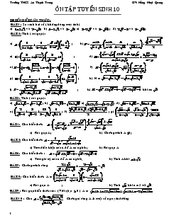 Ôn tập tuyển sinh Toán Lớp 10 - Hồng Nhựt Quang