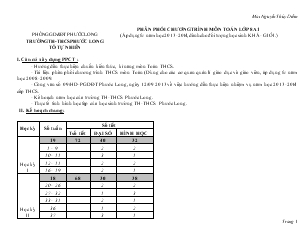 Phân phối chương trình môn Toán lớp 8 - Trường TH và THCS Phước Long