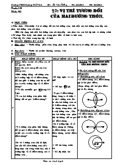 Tiết 30: Vị trí tương đối của hai đường tròn - Lê Văn Thẳng