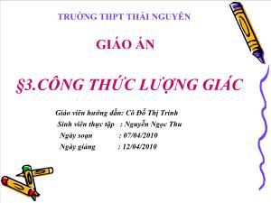 Bài giảng Đại số 10 Công thức lượng giác