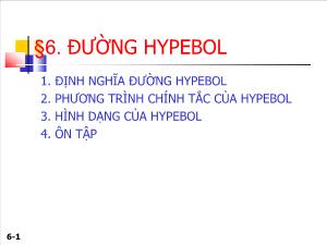 Bài giảng Hình học 10 Đường Hypebol