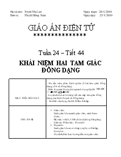 Bài giảng Hình học 8 Tuần 24 Tiết 44 Khái niệm hai tam giác đồng dạng