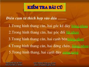 Bài giảng Hình học 8Tuần 6 Tiết 12 Bài 7 Hình bình hành