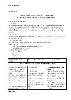 Bài giảng Môn Lịch sử lớp 7 - Bài 19 - Tiết 37 - Cuộc khởi nghiã Lam Sơn (1418 – 1427)