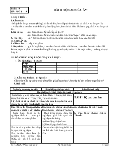 Bài giảng Môn Vật lý lớp 7 - Tiết 13 - Tuần 13 - Bài 11 - Độ cao của âm