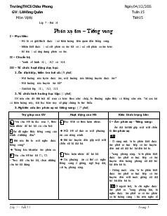 Bài giảng Môn Vật lý lớp 7 - Tiết 15 - Tuần 15 - Bài 14 - Phản xạ âm – tiếng vang (tiếp)