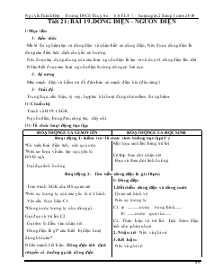 Bài giảng Môn Vật lý lớp 7 - Tiết 21: Bài 19  - Dòng điện – nguồn điện (tiết 2)