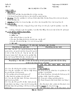 Bài giảng Môn Vật lý lớp 7 - Tuần 13 - Tiết 13 - Bài 12 - Độ to của âm (tiết 6)