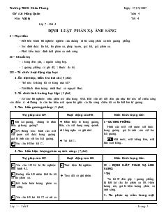 Bài giảng Môn Vật lý lớp 7 - Tuần 4 - Tiết 4 - Bài 4 - Định luật phản xạ ánh sáng (tiết 5)