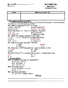 Bài kiểm tra môn Toán 8