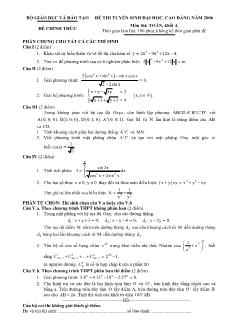 Bộ đề thi tuyển sinh đại học, cao đẳng năm 2006 môn thi toán, khối A