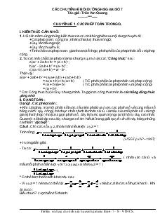 Các chuyên đề bồi dưỡng học sinh giỏi Đại số 7