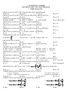Câu hỏi trắc nghiệm chương VI Góc và cung lượng giác (đại số nâng cao 10)