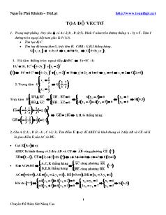Chuyên đề bám sát nâng cao Tọa độ vectơ, đường thẳng