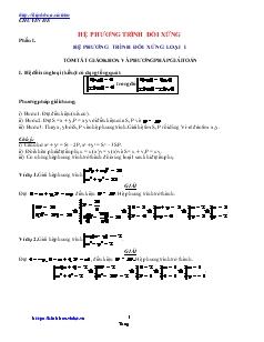Chuyên đề Hệ phương trình đối xứng