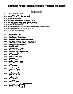 Chuyên đề Phương trình, bất phương trình mũ và logarit