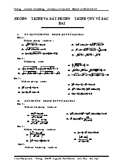 Chuyên đề Phương trình và bất phương trình quy về bậc hai - Đại số và Giải tích 10