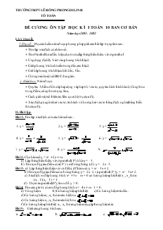 Đề cương ôn tập học kì I toán 10 ban cơ bản năm học 2011 - 2012