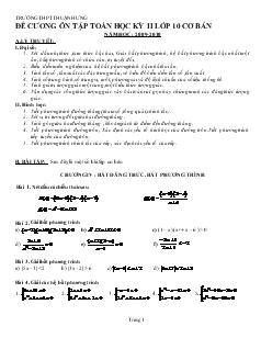 Đề cương ôn tập toán học kỳ II lớp 10 cơ bản năm học 2009- 2010