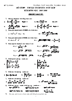 Đề cương ôn tập toán lớp 10 cơ bản kì II năm học 2007-2008