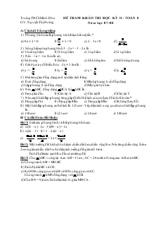 Đề Học kì II Toán Lớp 8 Trường THCS Minh Đức