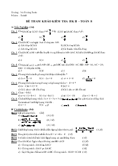 Đề Học kì II Toán Lớp 8 Trường THCS Võ Trường Toản