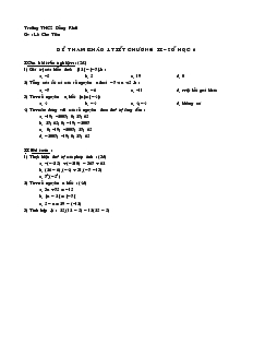 Đề kiểm tra 1 tiết Chương 2 Đại số 6 Trường THCS Đồng Khởi