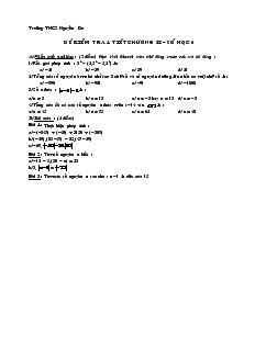 Đề kiểm tra 1 tiết Chương 2 Đại số 6 Trường THCS Nguyễn Du