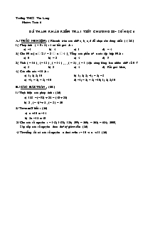 Đề kiểm tra 1 tiết Chương 2 Đại số 6 Trường THCS Văn Lang