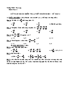 Đề kiểm tra 1 tiết Chương 3 Đại số 6 Trường THCS Văn Lang