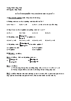 Đề kiểm tra 1 tiết Chương III Đại số Khối 9 Trường THCS Đồng Khởi