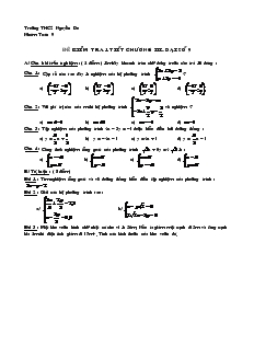 Đề kiểm tra 1 tiết Chương III Đại số Khối 9 Trường THCS Nguyễn Du