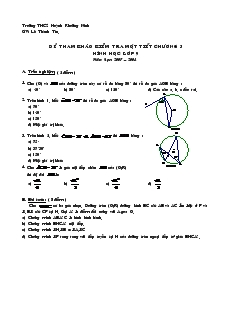Đề kiểm tra 1 tiết Chương III Hình học Khối 9 Trường THCS Khuỳnh Khương Ninh