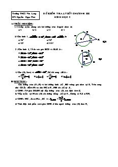 Đề kiểm tra 1 tiết Chương III Hình học Khối 9 Trường THCS Văn Lang