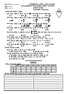 Đề kiểm tra 1 tiết Hình 10 chuẩn Chương II- III Hệ thức lượng trong tam giác- đường thẳng