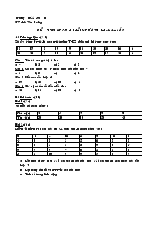 Đề kiểm tra Chương 3 Đại số 7 Trường THCS Đức Trí