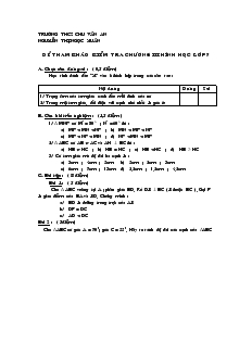 Đề kiểm tra Chương 3 Hình học 7 Trường THCS Chu Văn An