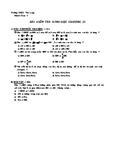 Đề kiểm tra Chương 3 Hình học 7 Trường THCS Văn Lang