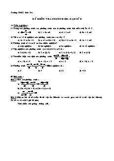 Đề kiểm tra Chương 3 môn Đại số Lớp 8 Trường THCS Đức Trí